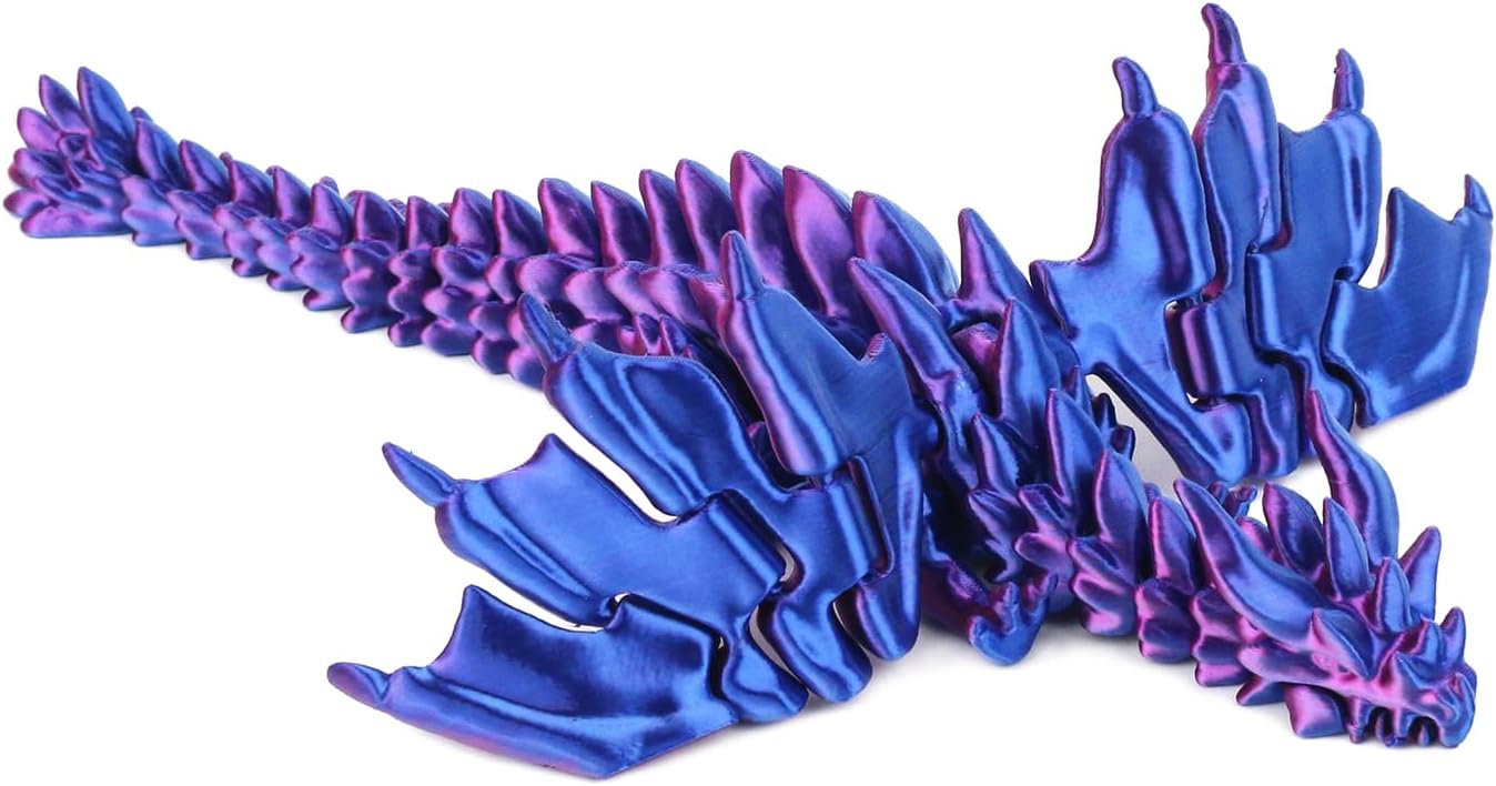 3D Printed Dragon, Crystal Dragon,Articulated Dragon, Dragon Fidget Toy, New and Unique, Technology Ornaments (Purple)