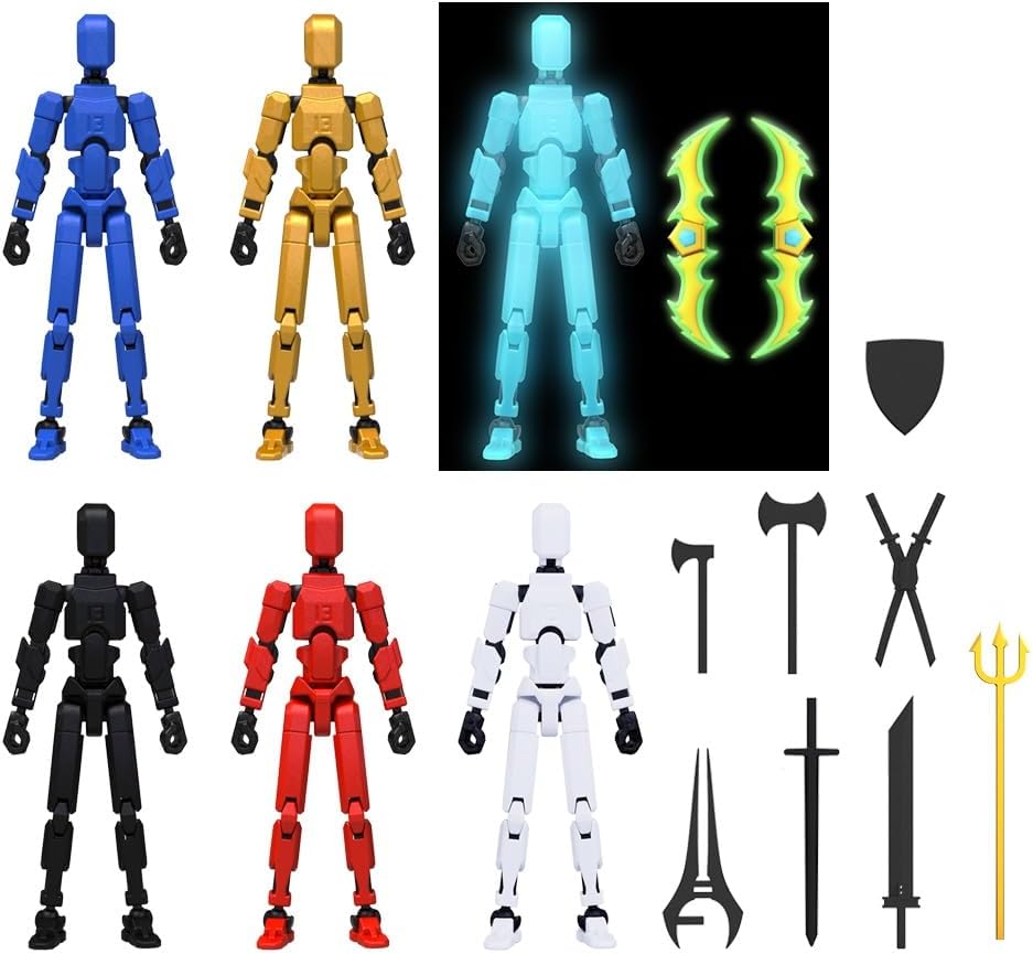 MerryXD Titan 13 Action Figure,Assembly Completed Dummy 13 Action Figure Lucky 13 Action Figure T13 Action Figure 3D Printed Multi-Jointed Movable, Nova 13 Action Figure Toy Grow in The Dark Blue