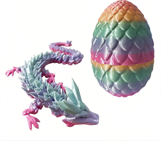 3D Printed Dragon Egg, Dragon Egg with Dragon Inside, Articulated Crystal Dragon Toy, Fidget Toy Adults, Home Office Executive Desk Toys, Birthday Party Decorations(Multicolor Random)