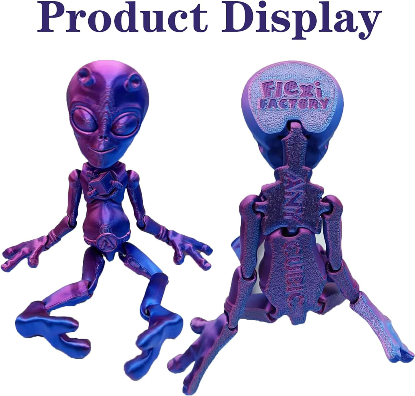 Premium 3D Printed Mini Flexible Lightweight Alien Decompression Toy, Adult Sensory Toy, Suitable for Boys and Girls Birthday or Various, Party Gift Bag Stuffing (Blue Purple)