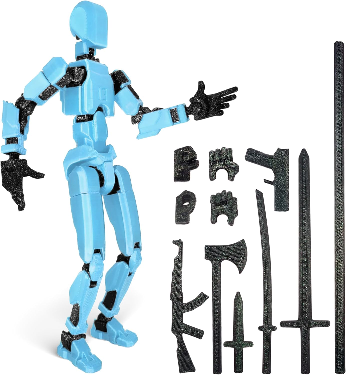 Robot Action Figure, 3D Printed with Full Articulation for Stop Motion Animation (White)