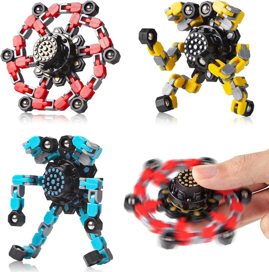 3 Pcs Deformable Robot Fidget Spinners, Transformable Fingertip Toys for Kids, Classroom Prizes, Christmas, Valentine Gifts, Easter Basket Stuffers