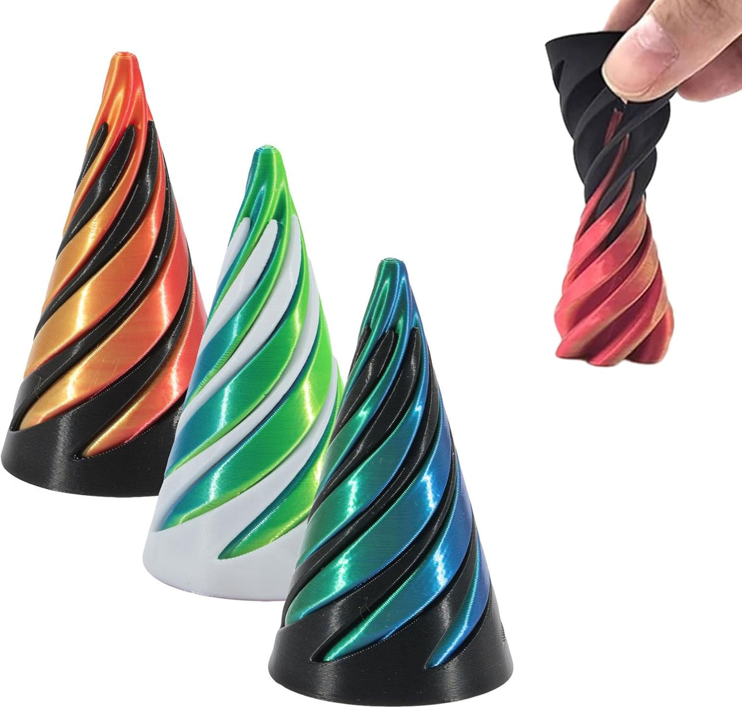 Criteriont Spiral Cone Fidget Toy, Impossible Cone, 3D Printed Spiral Fidget Toys, Anxiety Stress Relief, Mini Stress Relief Desk Toy, Suitable for Adults and Children to Kill Time (A)