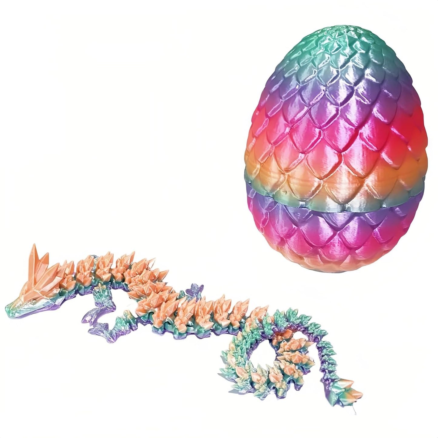 3D Printed Dragon Egg, Dragon Egg with Dragon Inside, Articulated Crystal Dragon Toy, Fidget Toy Adults, Home Office Executive Desk Toys, Birthday Party Decorations(Multicolor Random)