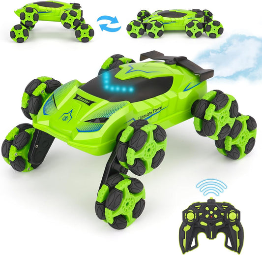 PREPOP 8WD Remote Control Stunt Cars Toys- Best Birthday Presents Gifts for Kids Age 6 7 8 9 10 11 12 Year Old Boys, 2.4Ghz Cool Transform RC Drift Cars with Music & Light