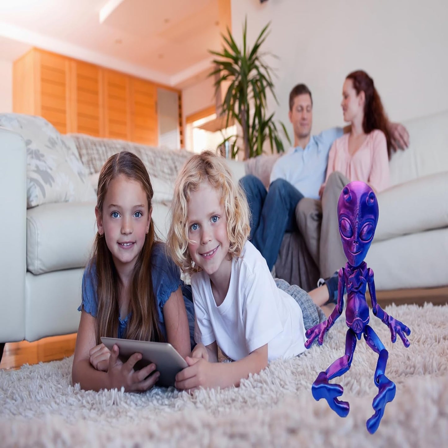 Premium 3D Printed Mini Flexible Lightweight Alien Decompression Toy, Adult Sensory Toy, Suitable for Boys and Girls Birthday or Various, Party Gift Bag Stuffing (Blue Purple)